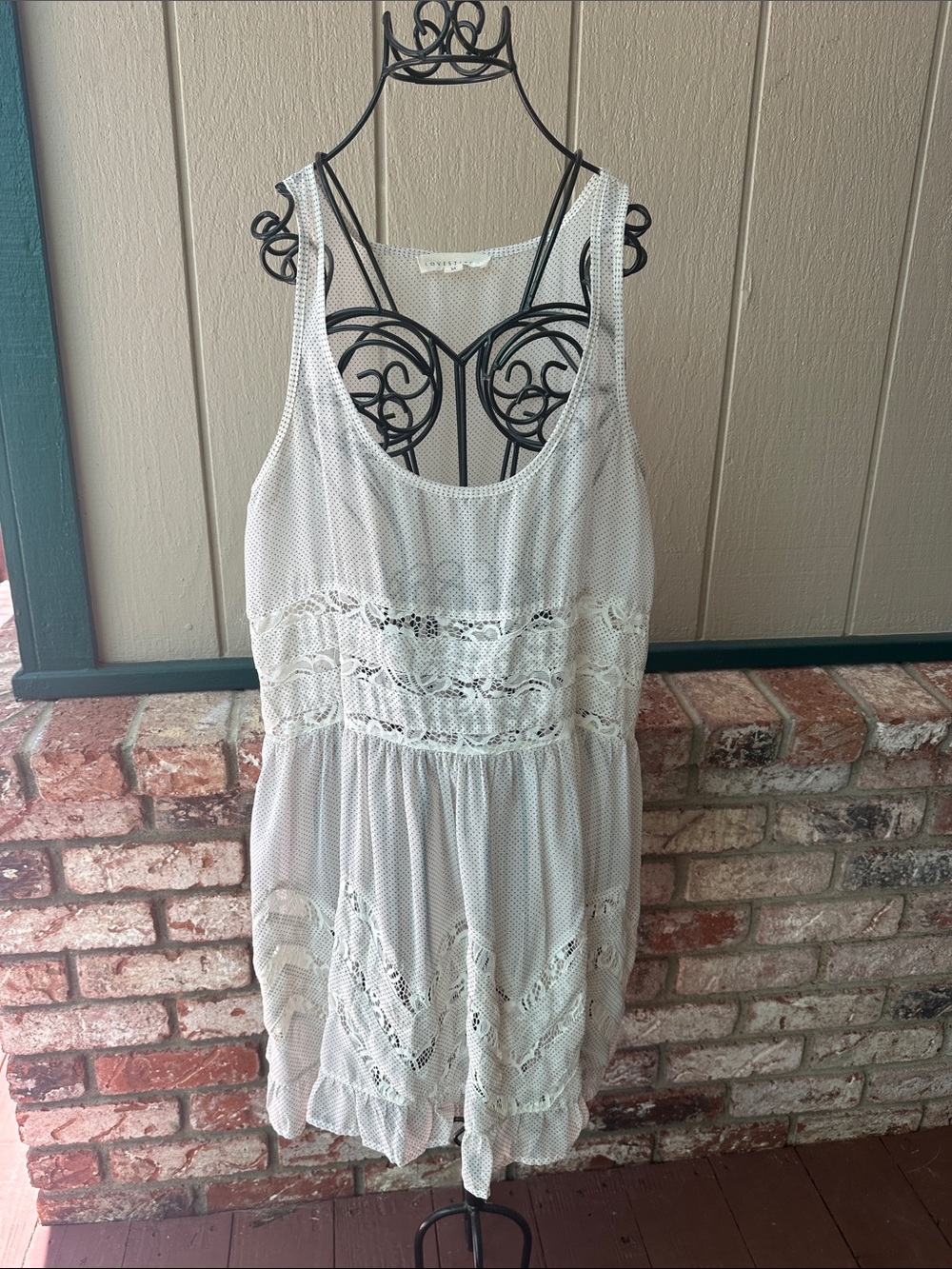 White Lace Overlay Scoop Neck Sundress